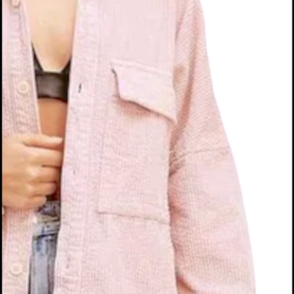 New CP Shades x Free People Pink Oversized Corduroy Buttondown Top / Jacket USA - Picture 11 of 11